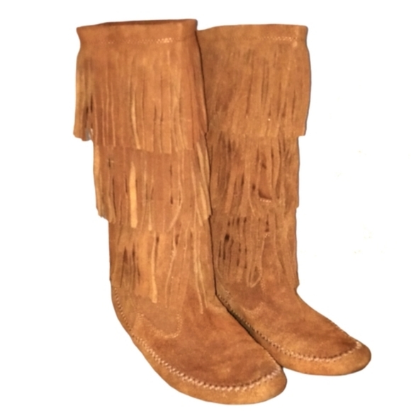 Lauren Conrad Fringe Knee High Boots, Camel. Sz. 10 - Picture 1 of 12